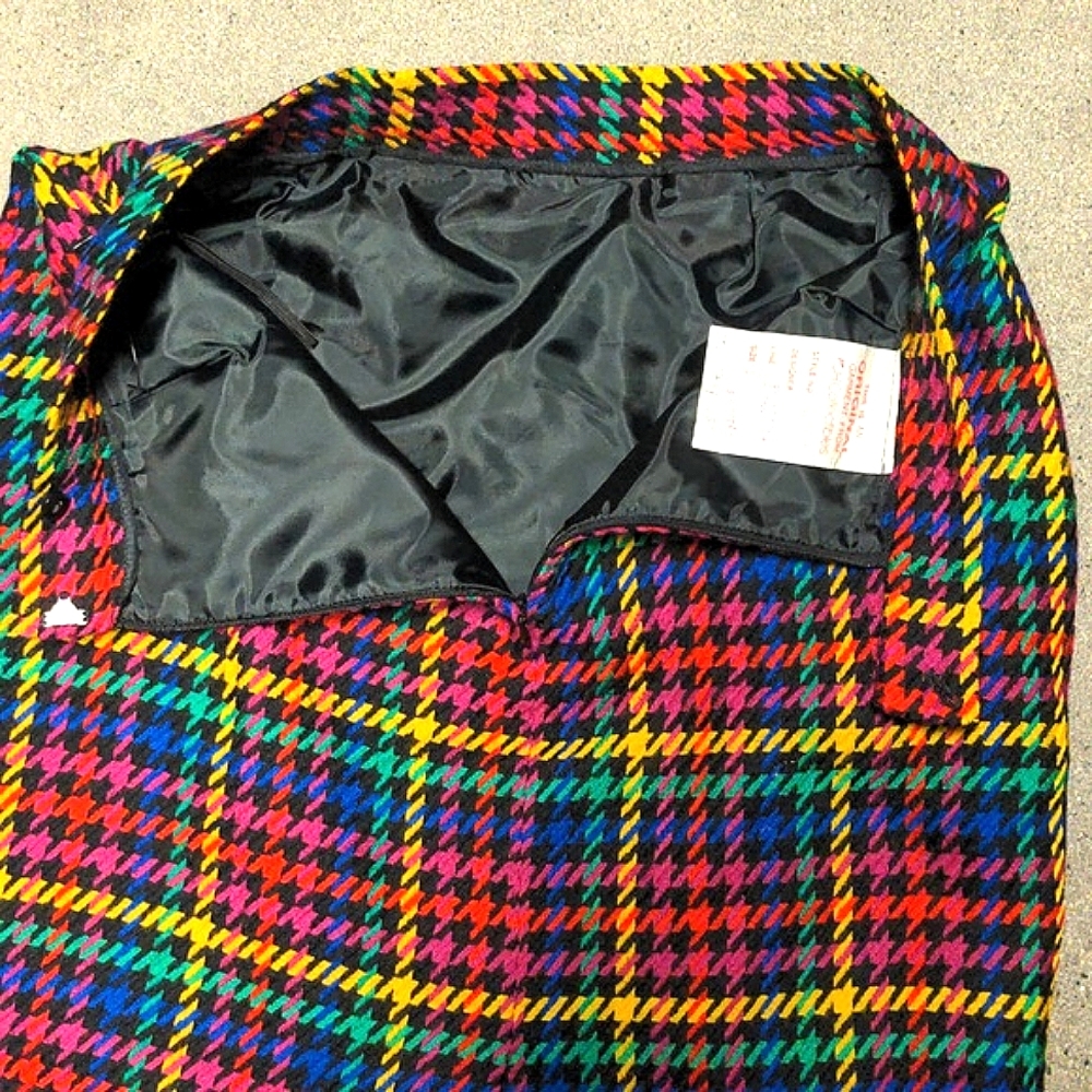 Vintage 90s JH Collectibles 2pc suit jacket & skirt bright plaid sz 8 EUC - Picture 8 of 15